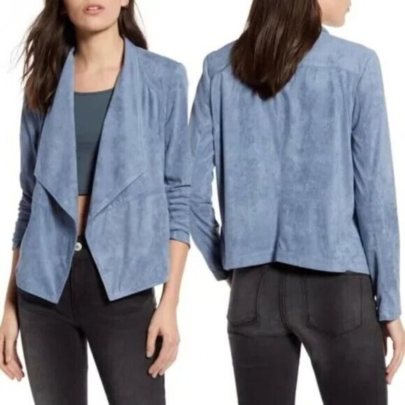 BB Dakota Wade Faux Suede Jacket in Hazey Blue Womens Size Small - Picture 1 of 4
